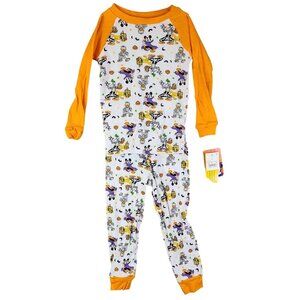 Boys Disney Mickey Mouse Goofy Donald Halloween Pajama Set Orange White Size 4T